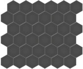 2" Retro Black Matte Unglazed Hex Mosaic | Marino Tile NY