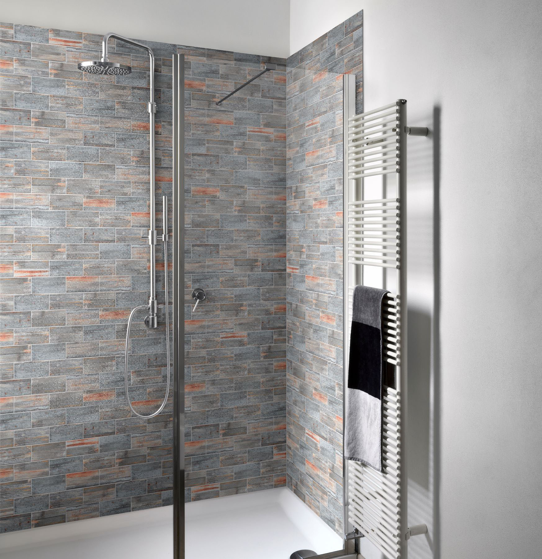 2.8"x6" Rust Industrial Linear Relief Pattern Glazed Ceramic Mosaic | Marino Tile NY