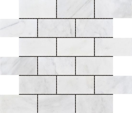 2"x4" Brick Pattern White Grey Marble