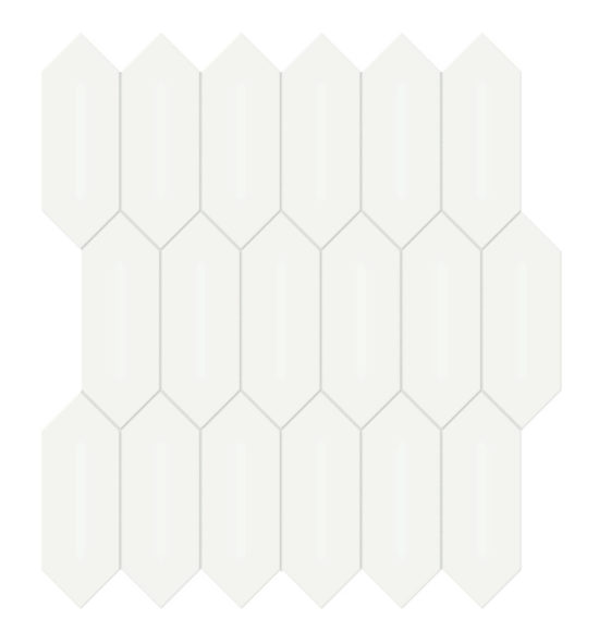 2x5 White Glossy Picket Mosaic