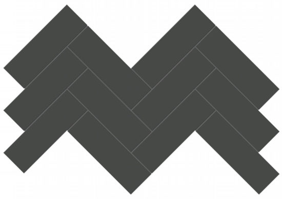 2x6 Retro Black Glossy Herringbone Mosaic