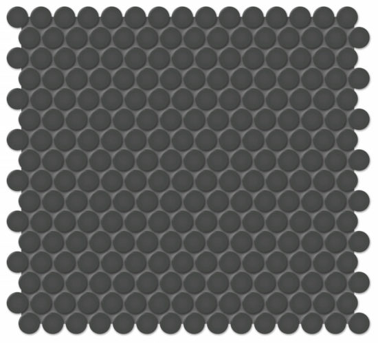 3/4" Retro Black Matte Penny Round Mosaic | Marino Tile NY