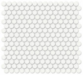 3/4" White Matte Penny Round Mosaic | Marino Tile NY