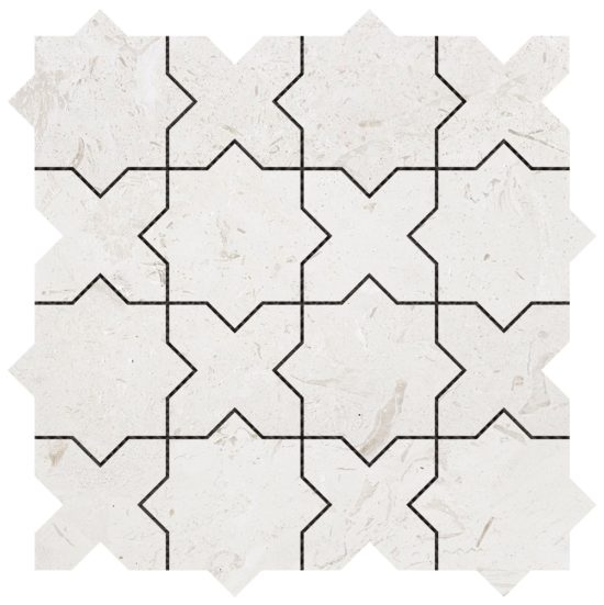 3"x3" Cross & Star Beige Marble