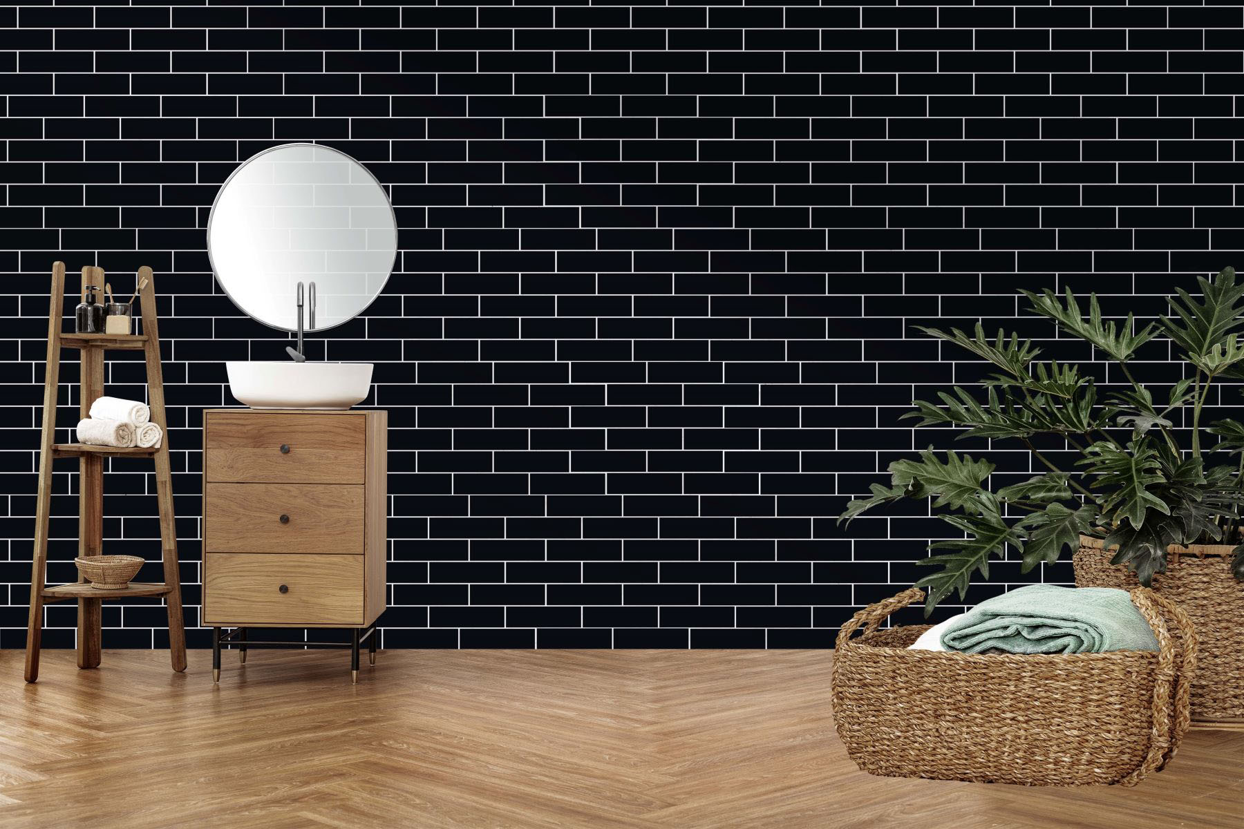 Black Brick Pattern Glossy Glazed Ceramic 2"x6" Mosaic | Marino Tile NY