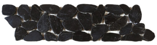 Black Sliced Polished Pebble Interlocking Border | Marino Tile NY