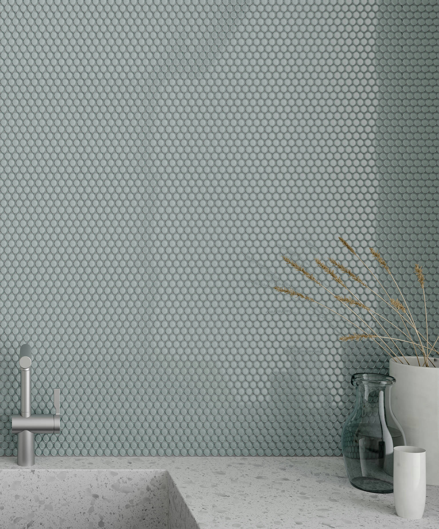 Bliss Element Shadow Penny Round Mosaic | Marino Tile NY