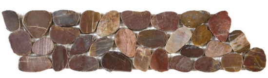 Brown Sliced Polished Pebble Interlocking Border | Marino Tile NY