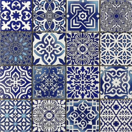 Ceramic Patchwork Diamond Blue Mosaic | Marino Tile NY