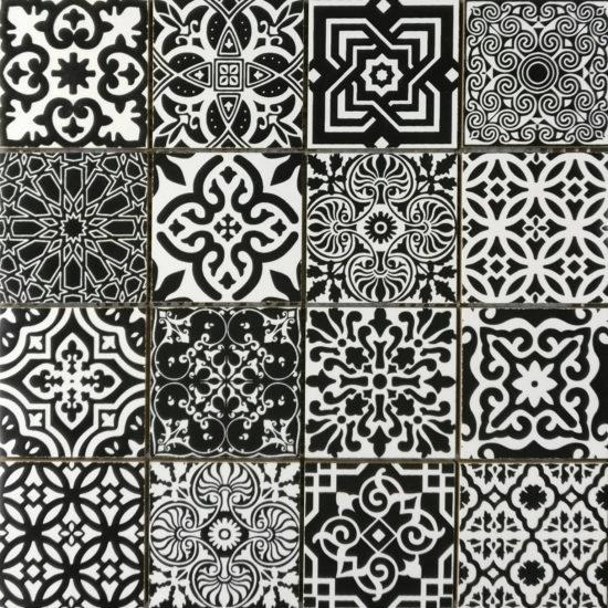 Ceramic Patchwork Square Black & White Mosaic | Marino Tile NY