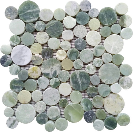 Crystal Green Semi-Precious Stone Round Interlocking Mosaic | Marino Tile NY