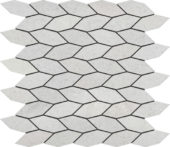 Elongated Hexagon White Grey "Leaves" Mosaic | Marino Tile NY