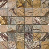 Forest Brown Polished Marble Mosaic 2"x2" | Marino Tile NY
