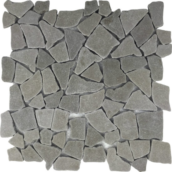 Grey Reconstituted Mini Opus Stone Interlocking Mosaic Sheet | Marino Tile NY