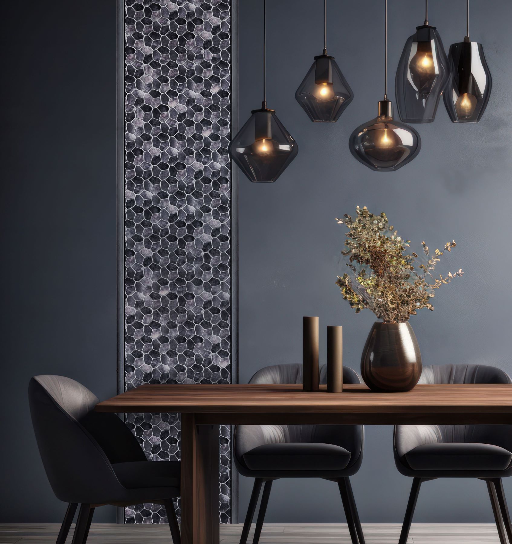 Hexagon Aluminum Mix Grey Mosaic  | Marino Tile NY