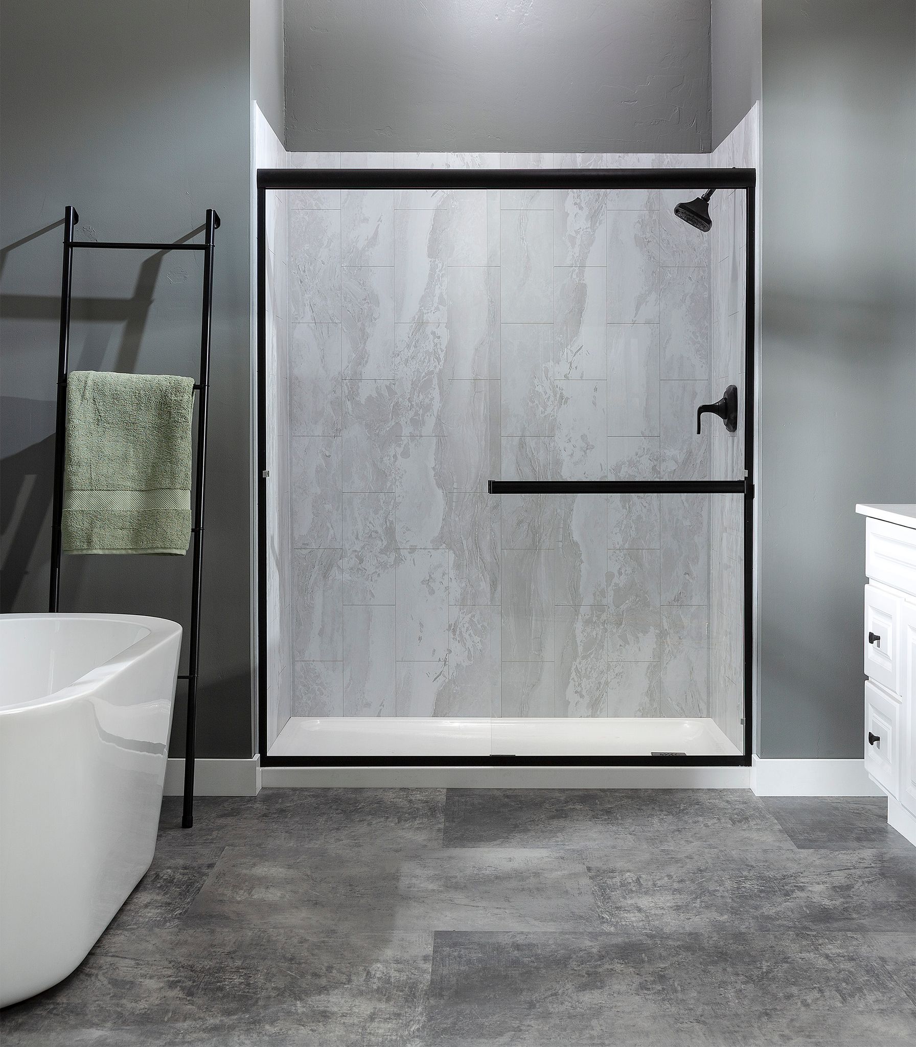 Iced Pewter Shower Wall Kit 32x60x78 | Marino Tile NY