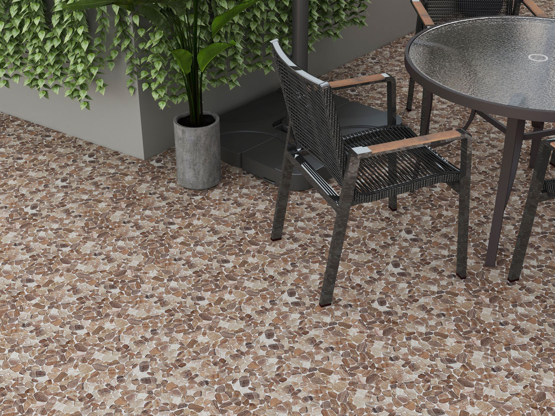 Mini Opus Matte Beige Brown Marble Stone Interlocking  | Marino Tile NY