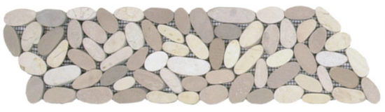 Mix White/Beige Sliced Matte Pebble Interlocking Border | Marino Tile NY