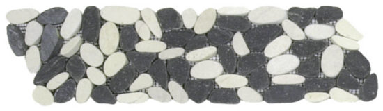 Mix White/Black Sliced Matte Pebble Interlocking Border | Marino Tile NY