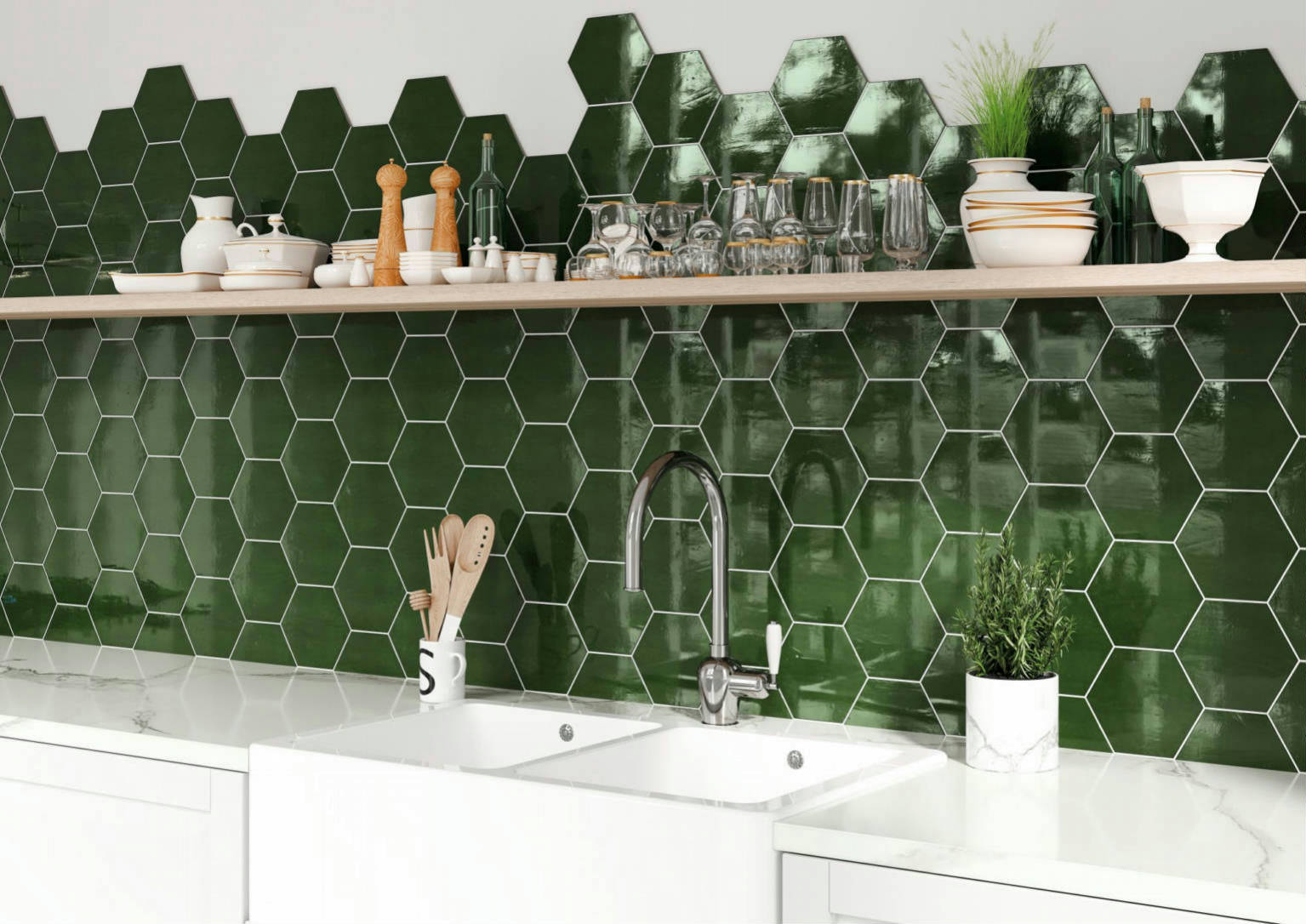 Ronda 5.5X6.3” Green Hexagon | Marino Tile NY