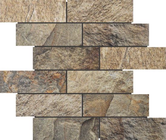 Slate Stone Beige Glazed Ceramic 2″x6″ Brick