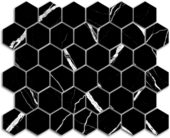 Treasure Midnight Nero 2x2 Carved Matte Hexagon Mosaic | Marino Tile NY