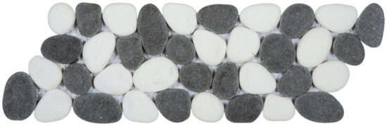 White & Black Reconstituted Pebble Interlocking Mosaic | Marino Tile NY