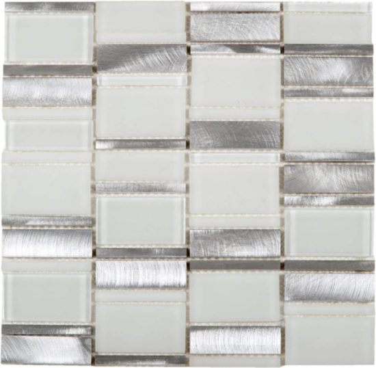 White Glass & Aluminum Mix Mosaic | Marino Tile NY