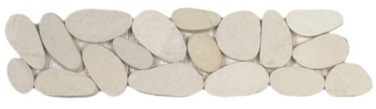 White Xl Sliced Matte Pebble Interlocking Border | Marino Tile NY
