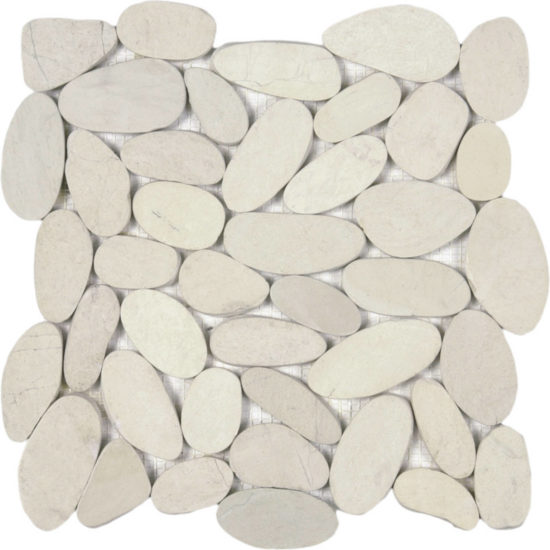 White Xl Sliced Matte Pebble Interlocking Mosaic | Marino Tile NY