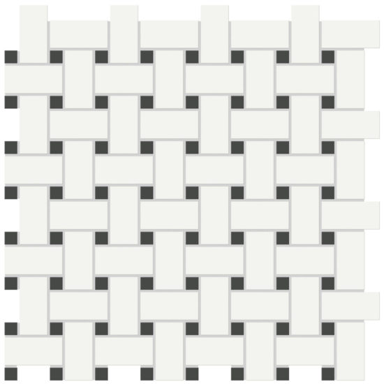 White w/Retro Black Matte Basketweave Mosaic | Marino Tile NY