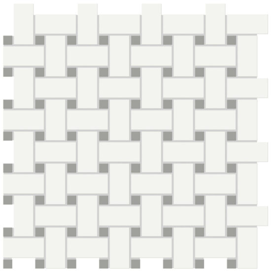 White w/Taupe Matte Basketweave Mosaic