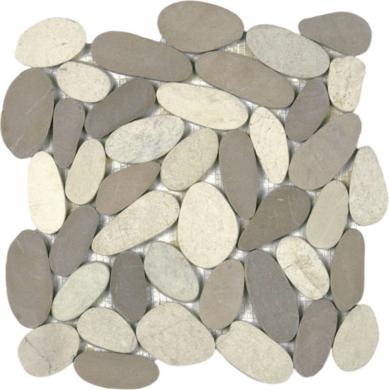 White/Beige Xl Sliced Matte Pebble Interlocking | Marino Tile NY