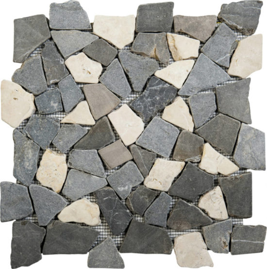 White/Grey/Black Opus Interlocking Mosaic | Marino Tile NY