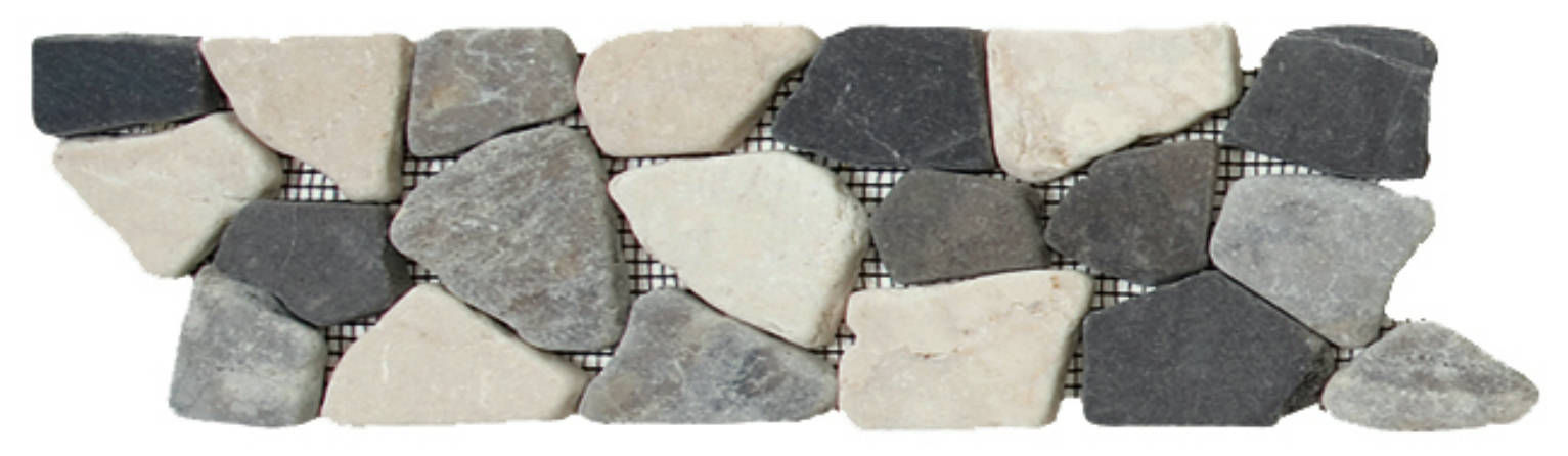 White/Grey/Black Opus Mosaic Interlocking Border | Marino Tile NY